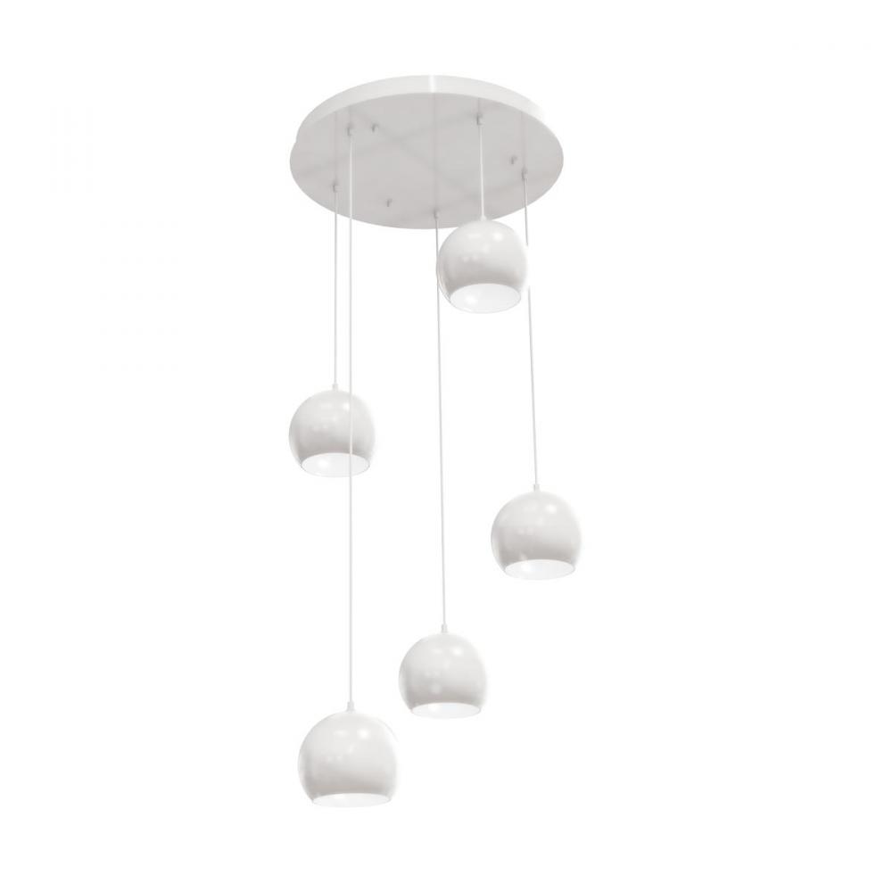 Roxy 5 Light Round Pendant,120V,White