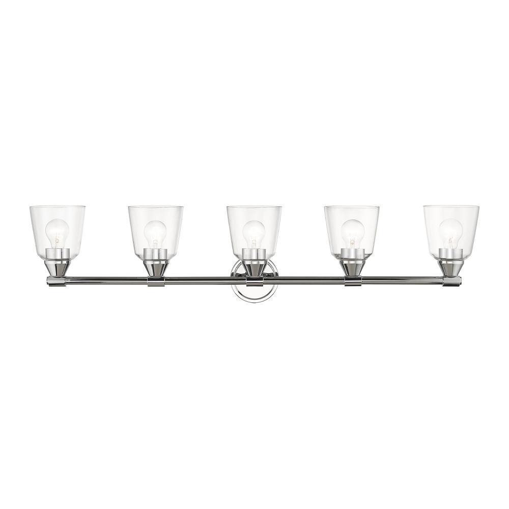 5 Light Polished Chrome Large Vanity Sconce