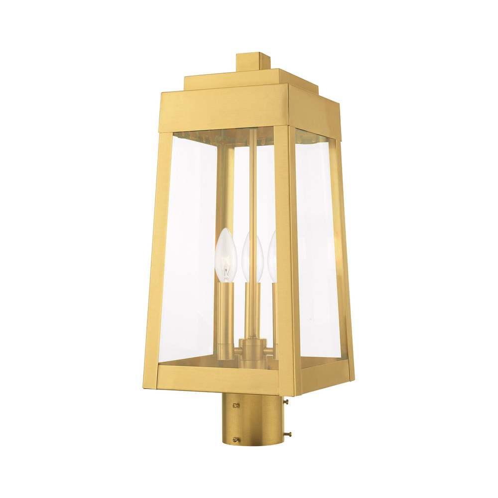 3 Lt Satin Brass Outdoor Post Top Lantern