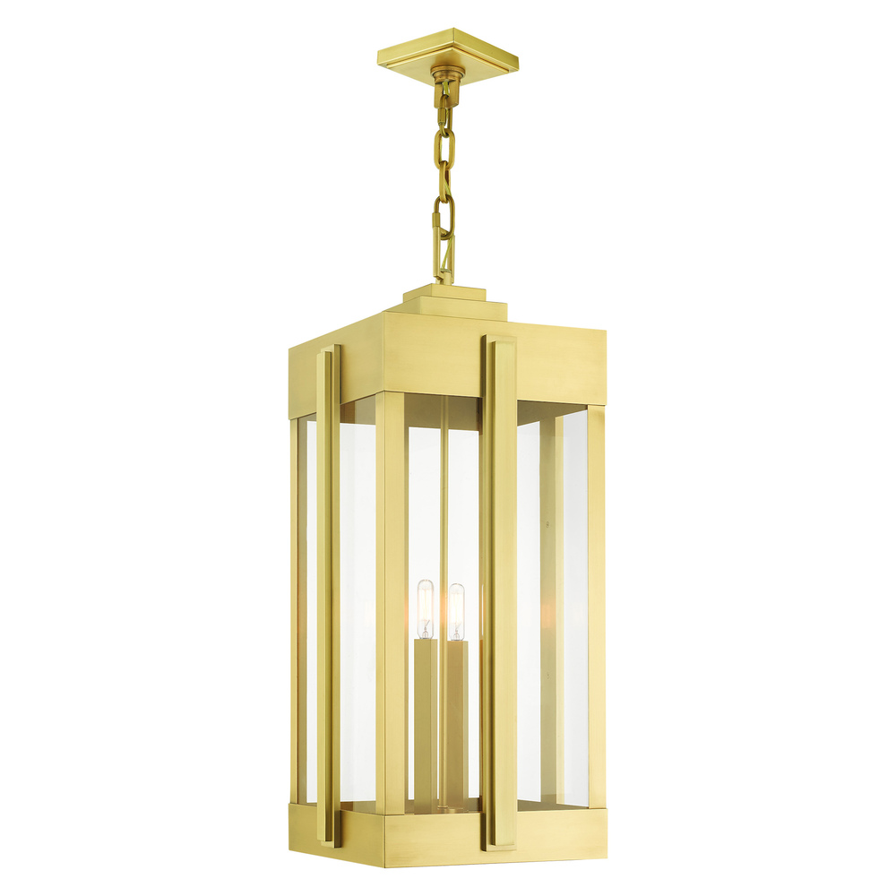 4 Lt Natural Brass Outdoor Pendant Lantern