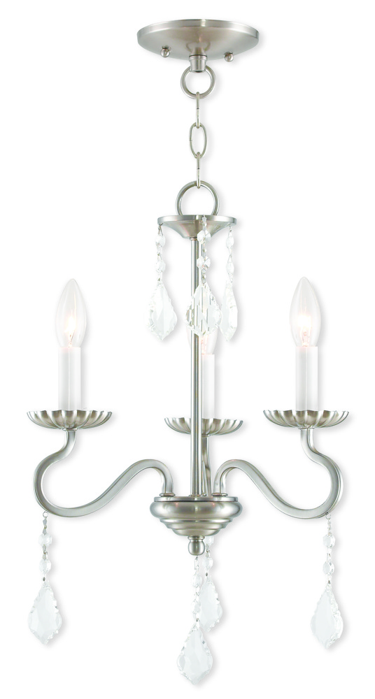 3 Light Brushed Nickel Mini Chandelier