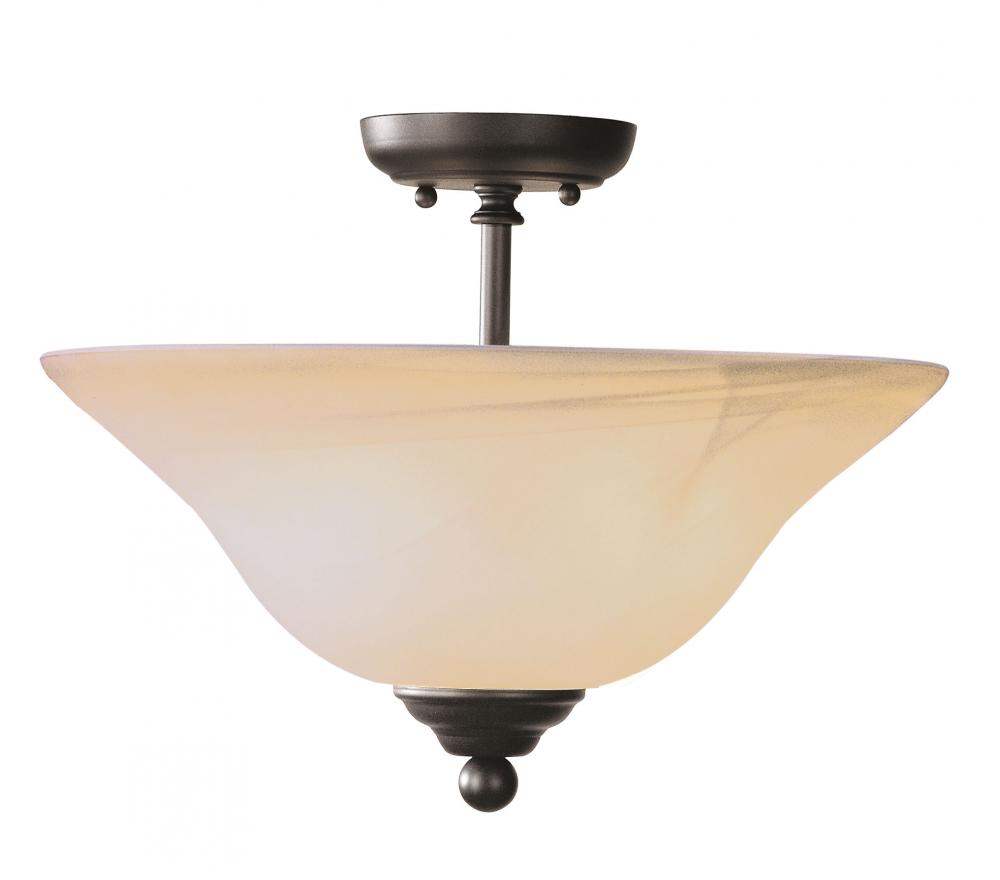 Two Light Bronze Bowl Semi-Flush Mount