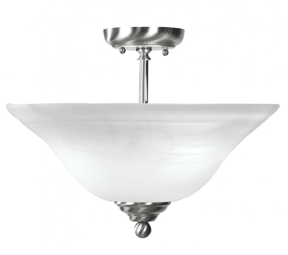 Two Light Brushed Nickel Bowl Semi-Flush Mount