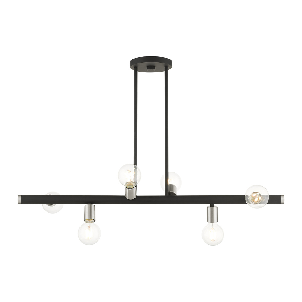 6 Lt Black Linear Chandelier