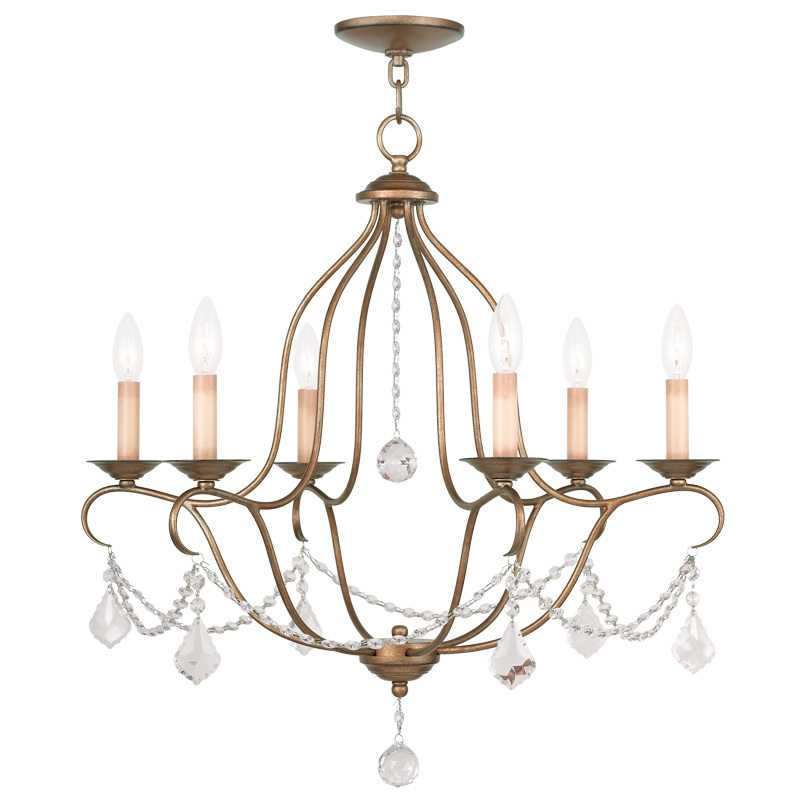 6 Light Antique Gold Leaf Chandelier