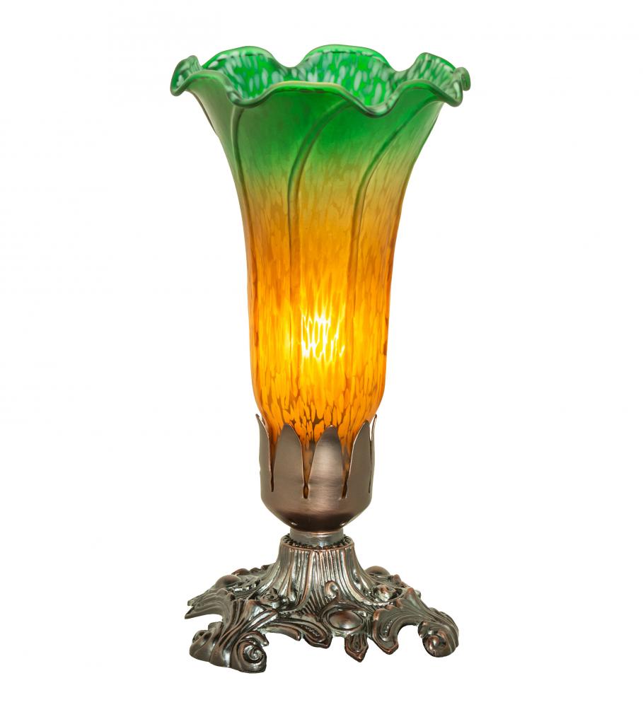 7.5" High Amber/Green Tiffany Pond Lily Victorian Accent Lamp