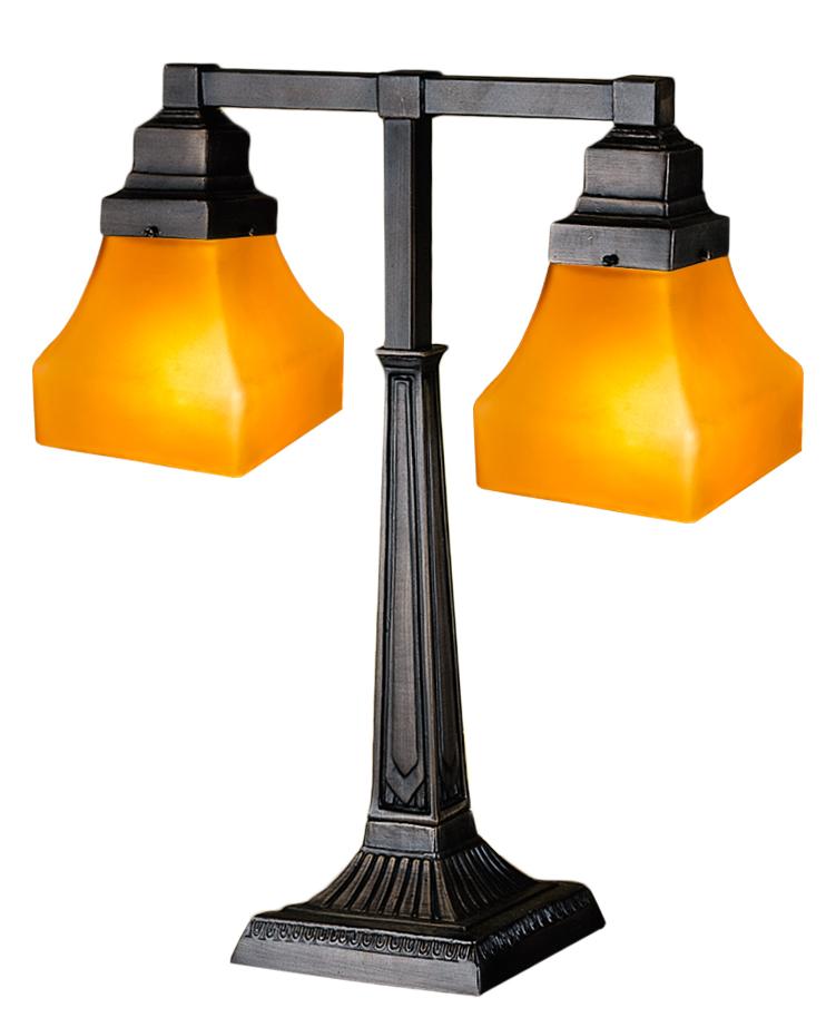 20"H Bungalow Frosted Amber 2 Arm Desk Lamp