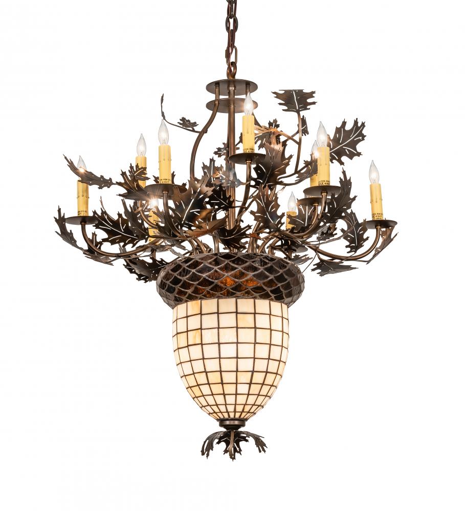 34" Wide Oak Leaf & Acorn 9 Light Chandelier