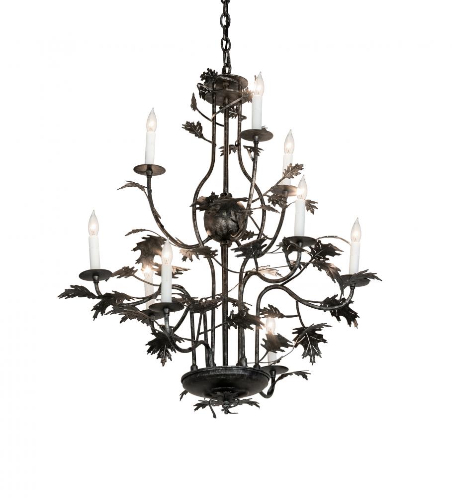 36" Wide Oak Leaf 9 Light Chandelier