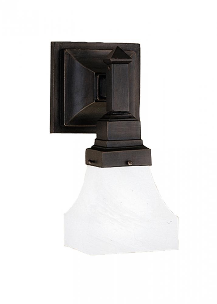 5"W Bungalow White Alabaster Swirl Wall Sconce