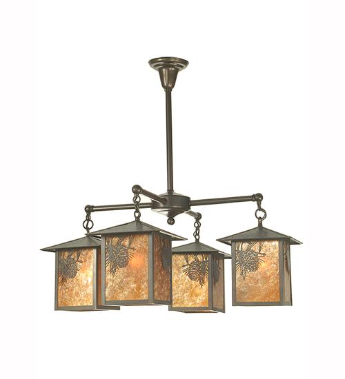 32" Wide Seneca Winter Pine 4 Light Chandelier