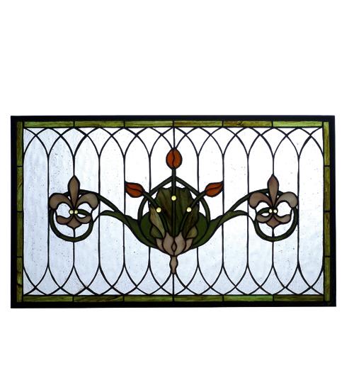 24.4"W X 14.4"H Tulip & Fleurs Stained Glass Window