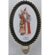 Meyda Green 107256 - 3.5"W Christmas Father Christmas & Friends Fused Oval Night Light