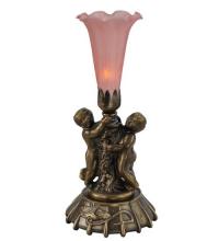 Meyda Green 12522 - 12" High Pink Pond Lily Twin Cherub Mini Lamp