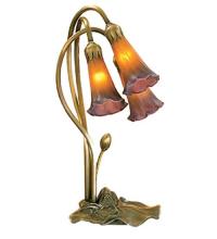 Meyda Green 13674 - 16" High Amber/Purple Pond Lily 3 LT Table Base