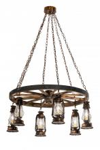 Meyda Green 193541 - 40"W Miners Lantern 6 LT Wagon Wheel Chandelier