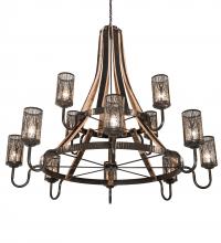 Meyda Green 219854 - 66" Wide Barrel Stave Winter Maple 12 Light Two Tier Chandelier