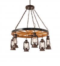 Meyda Green 242013 - 40" Wide Miners Lantern Wagon Wheel 6 Light Chandelier