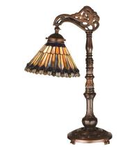 Meyda Green 32738 - 19"H Tiffany Jeweled Peacock Bridge Arm Desk Lamp