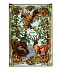 Meyda Green 77732 - 25"W X 35"H Wilderness Stained Glass Window