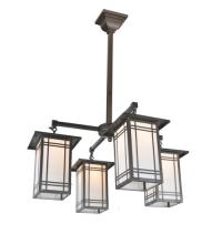 Meyda Green 99493 - 33" Square Prairie Mission 4 Light Chandelier