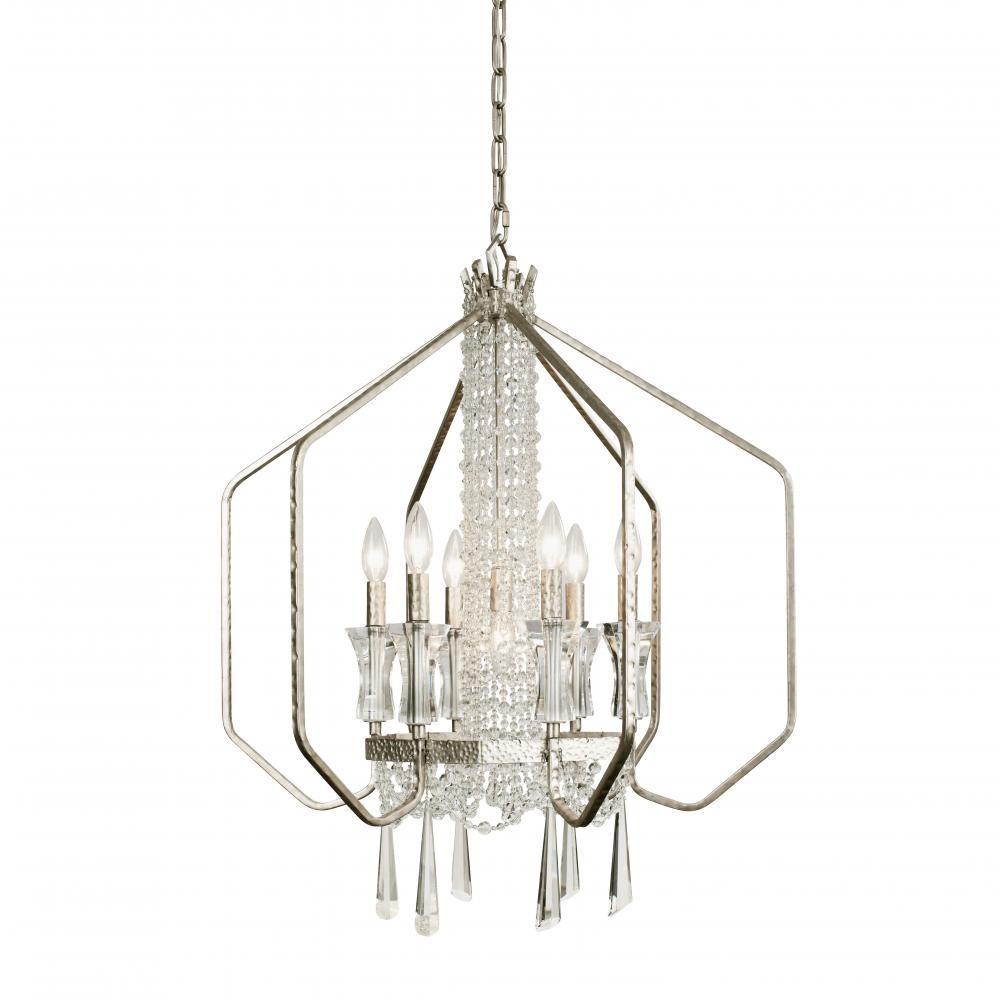 Barcelona 7-Lt Crystal Pendant - Transcend Silver