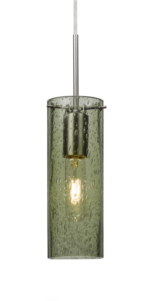 Besa, Juni 10 Cord Pendant, Moss Bubble, Satin Nickel, 1x60W Medium Base