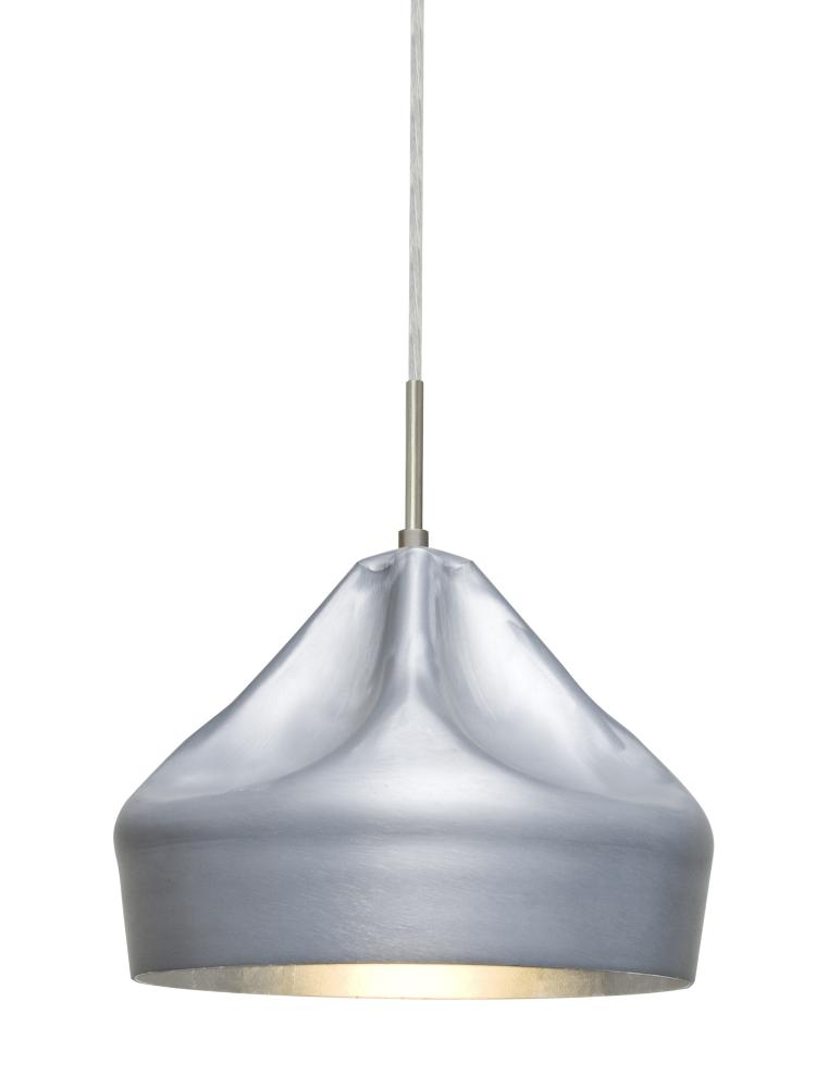 Besa Lotus Pendant, Satin Nickel Finish, 1x60W Medium Base