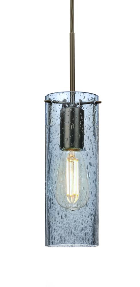 Besa, Juni 10 Cord Pendant, Blue Bubble, Bronze, 1x4W LED Filament