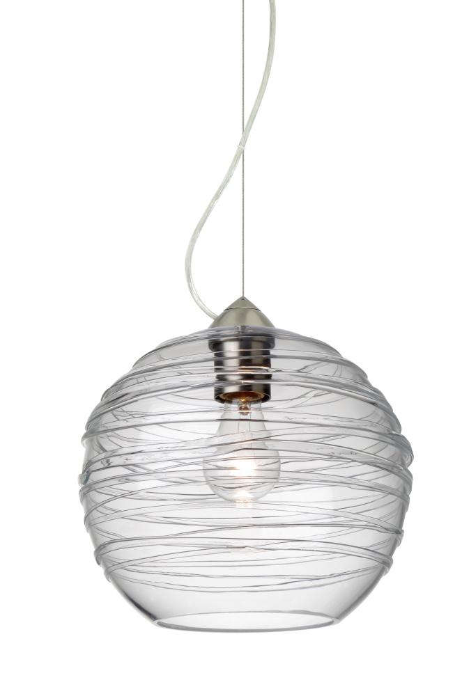 Besa Wave 10 Pendant Satin Nickel Clear 1x60W Medium Base