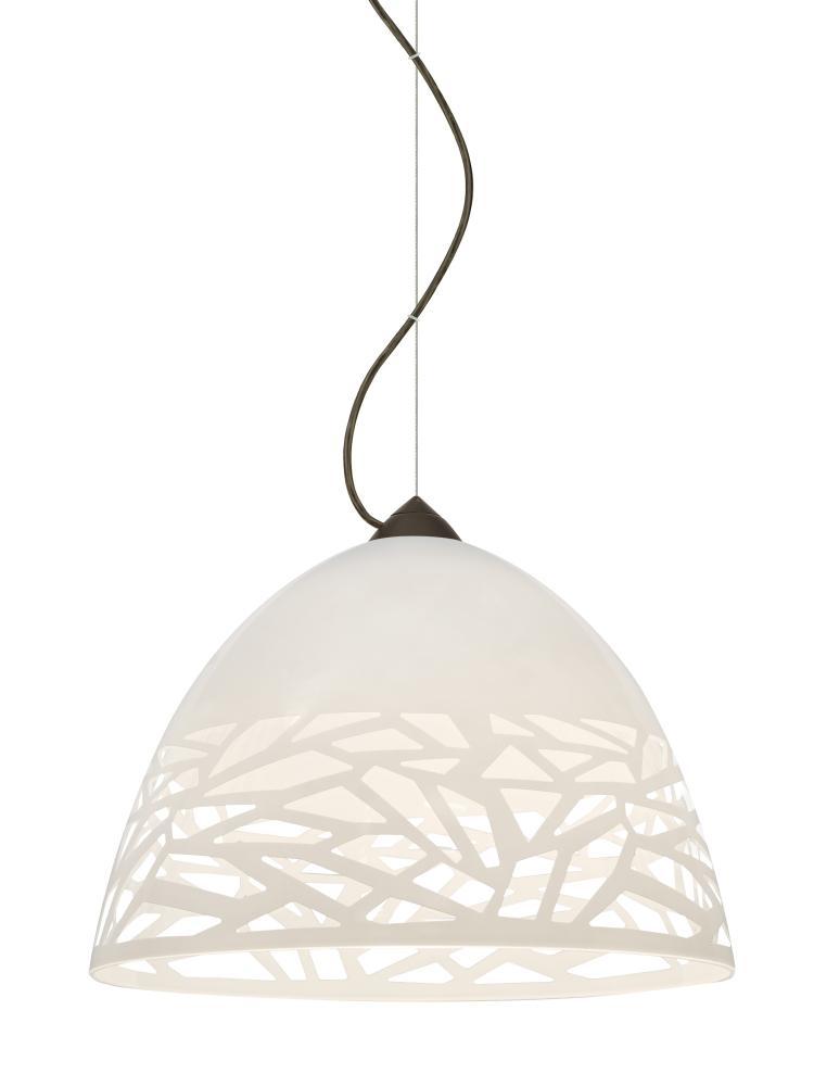 Besa Kiev Pendant, White, Bronze Finish, 1x9W LED