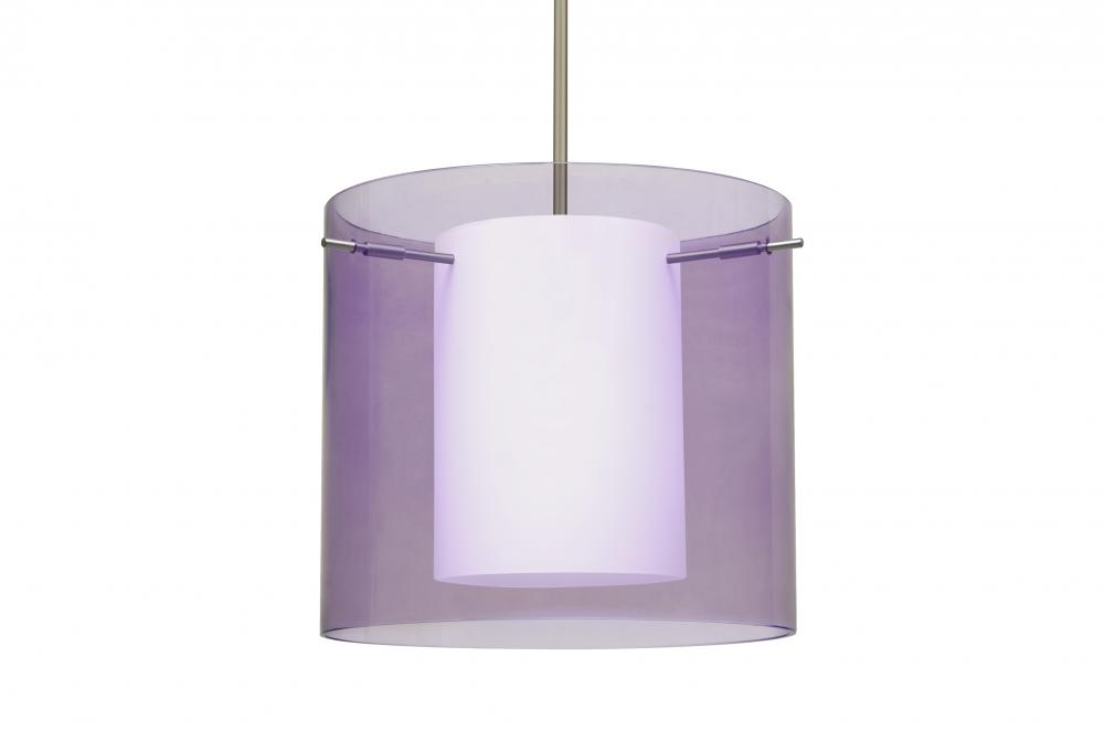 Besa Stem Pendant Pahu 12 Satin Nickel Transparent Amethyst 1x100W Medium Base