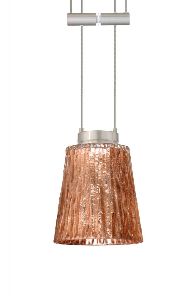 Besa Pendant Nico 4 Satin Nickel Stone Copper Foil 1x35W Halogen