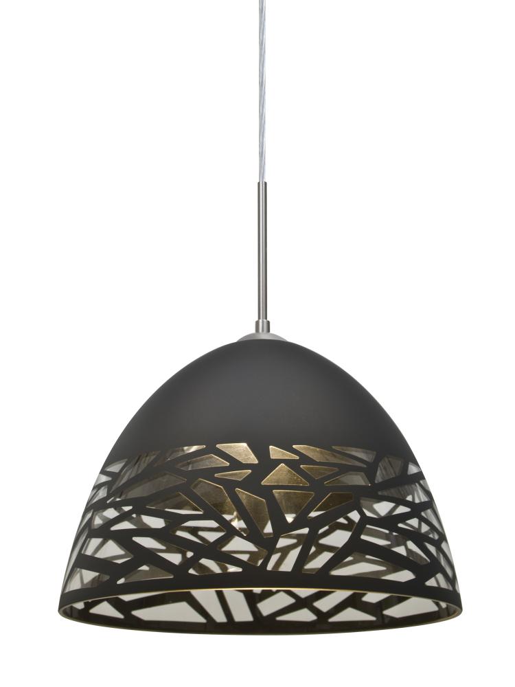 Besa Kiev Pendant for Multiport Canopy, Black, Satin Nickel Finish, 1x9W LED