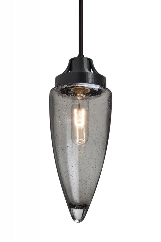 Besa, Sulu Cord Pendant For Multiport Canopy, Smoke Bubble, Black Finish, 1x60W Mediu