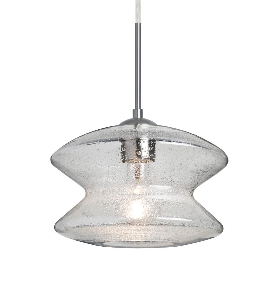 Besa, Zen Cord Pendant For Multiport Canopy, Clear Bubble, Satin Nickel Finish, 1x60W