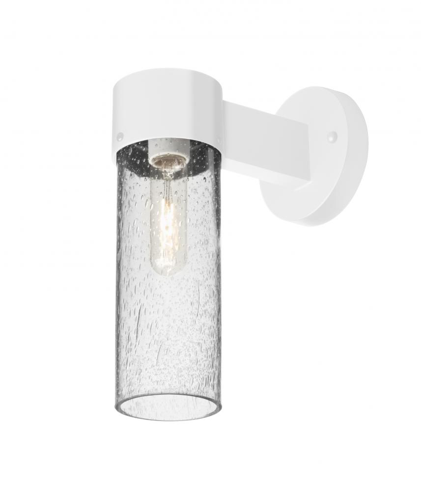 Besa, Juni 10 Outdoor Sconce, Clear Bubble, White Finish, 1x60W Medium Base