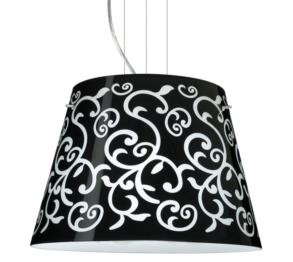 Besa Amelia 18 LED Pendant 1KV Black Damask Satin Nickel 3x11W LED