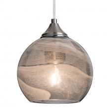 Besa Lighting 1JC-JILLYSM-SN-L - Besa, Jilly Cord Pendant, Vapor Smoke, Satin Nickel Finish, 1x60W Medium Base, 15Ft.