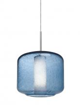 Besa Lighting 1JC-NILES10BO-SN - Besa Niles 10 Pendant, Blue Bubble/Opal, Satin Nickel Finish, 1x60W Medium Base T10