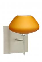 Besa Lighting 1SW-541080-LED-SN-SQ - Besa Wall With SQ Canopy Peri Satin Nickel Amber Matte 1x5W LED