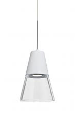 Besa Lighting 1XC-TIMO6WC-LED-SN - Besa, Timo 6 Cord Pendant,Clear/White, Satin Nickel Finish, 1x9W LED