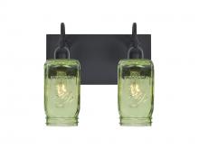 Besa Lighting 2WG-MILO4GR-BK - Besa Milo 4 Vanity, Green, Black Finish, 2x60W Medium Base