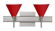 Besa Lighting 2SW-5121RM-SN-SQ - Besa Wall With Sq Canopy Kani Satin Nickel Ruby Matte 2x40W G9