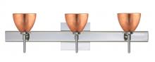 Besa Lighting 3SW-1758CF-CR-SQ - Besa Divi Wall With SQ Canopy 3SW Copper Foil Chrome 3x40W G9