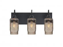 Besa Lighting 3WG-MILO4SM-BK - Besa Milo 4 Vanity, Smoke, Black Finish, 3x60W Medium Base