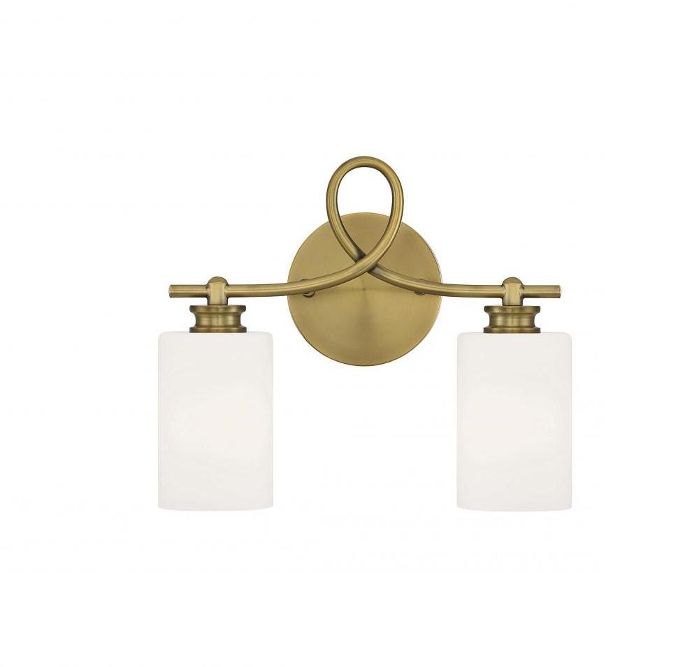 Woodbury 2-Light Bathroom Vanity Light in Warm Brass