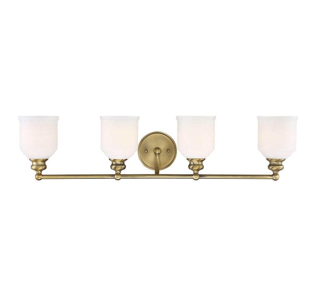 Melrose 4-Light Bathroom Vanity Light in Warm Brass