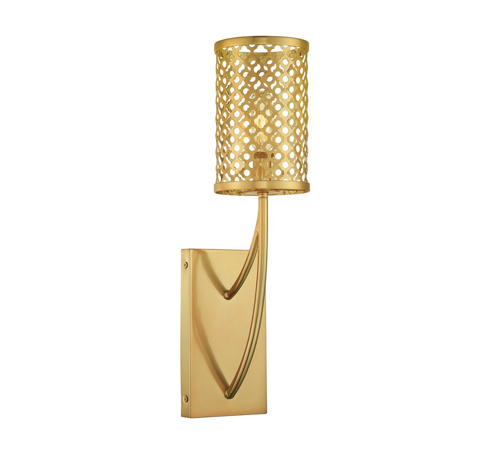 One Light Rubbed Brass Wall Light