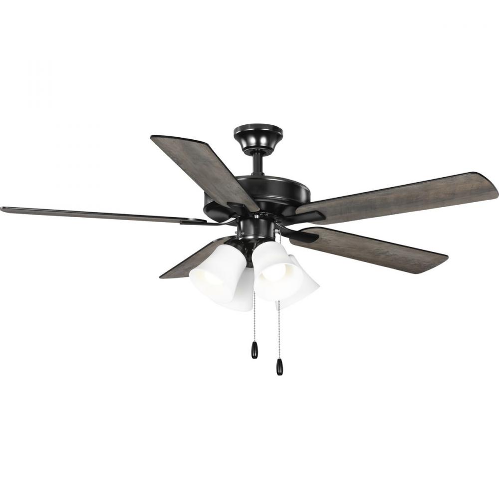 AirPro 52 in. Matte Black 5-Blade AC Motor Transitional Ceiling Fan with Light